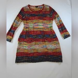 Multicolor Knit Sweater Dress Women's 2X
